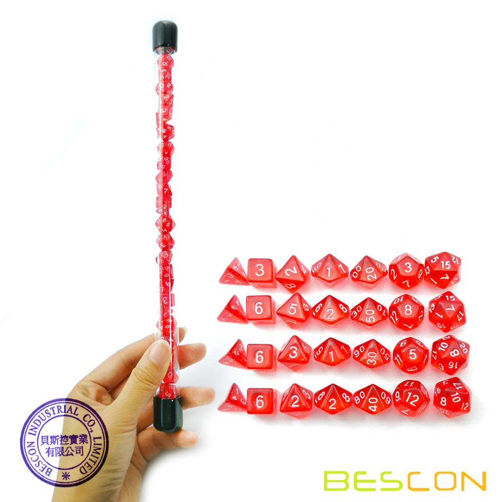 Dice Set Polyhedral - Bescon 28 Chiếc Mờ Đỏ Mini