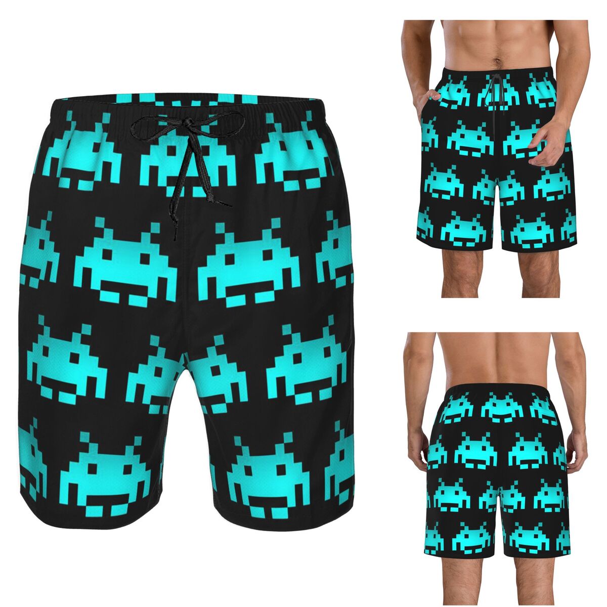 Board Game Quick - Retro Game Space Invaders Black Trunks