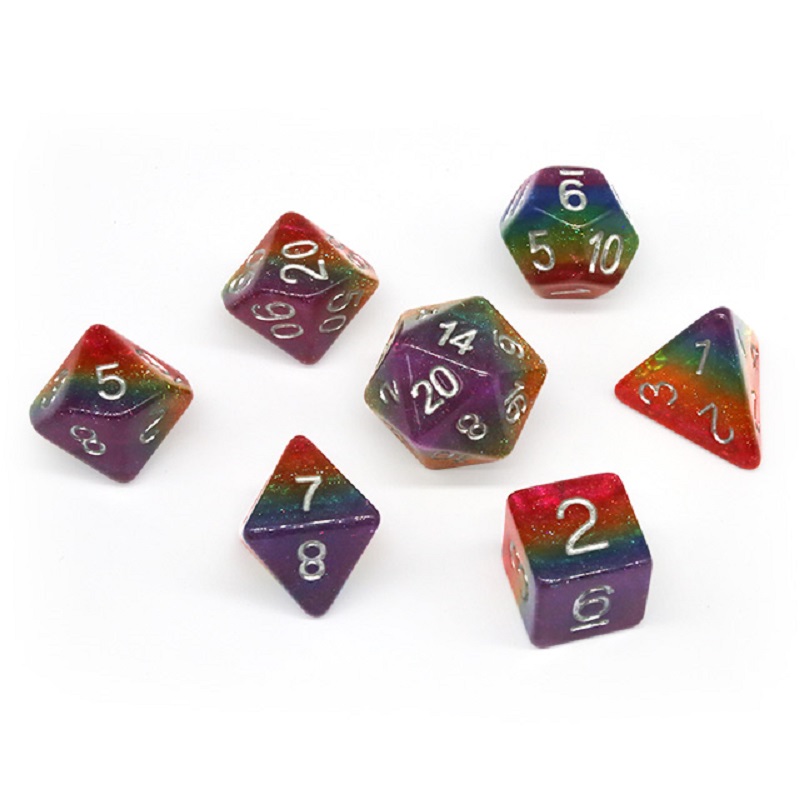 Dice Set Polyhedral - 7Pcs/Set Polyhedral Rainbow Dice Set Board