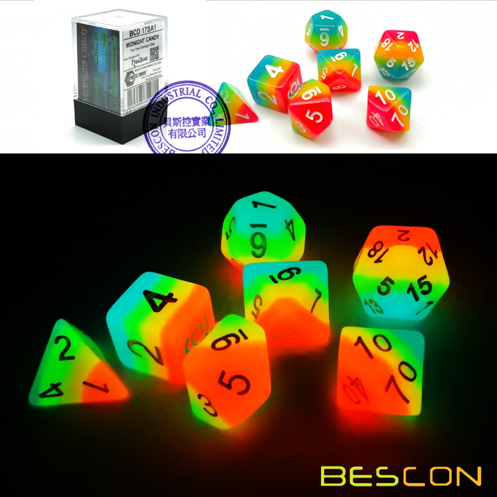 Dice Set Polyhedral - Bescon Giả Tưởng Cầu Vồng Phát