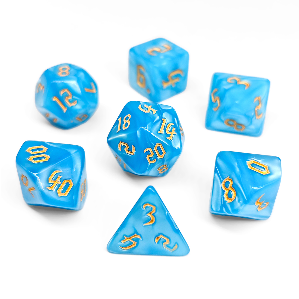 Dice Set Polyhedral - 7Pcs Dark Blue Swirl Dice Set,