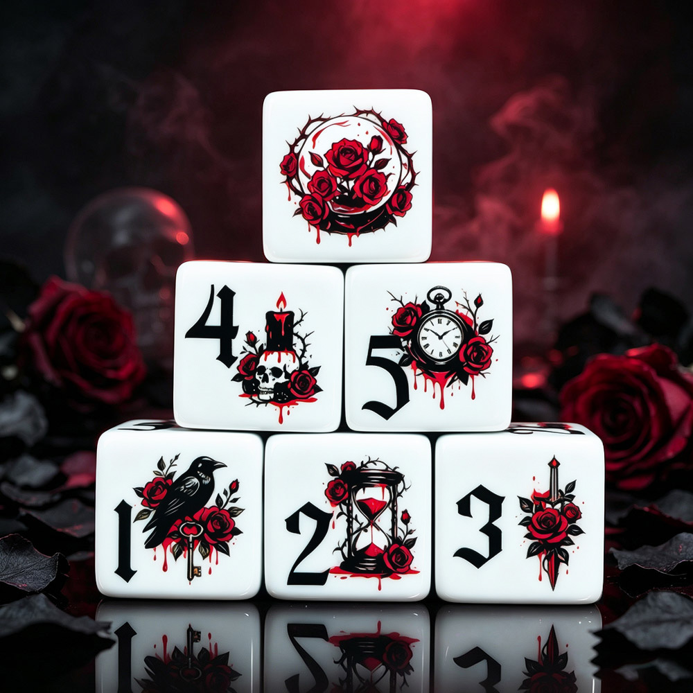 12Pcs Gothic Rose 16MM Printed - đánh giá và giá Board Game Electronic Table