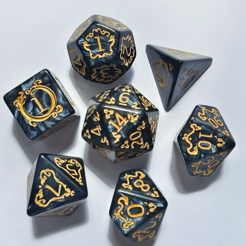 7Pcs Dragon Pattern Polyhedral - đánh giá và giá Dice Set Polyhedral
