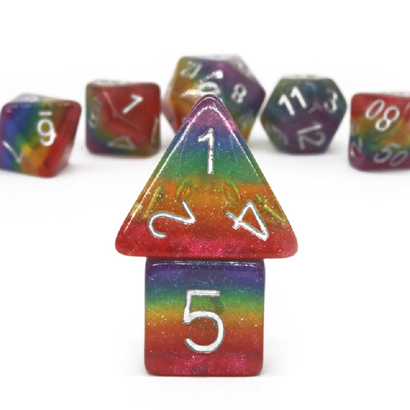 7Pcs/Set Polyhedral Rainbow Di - đánh giá và giá Dice Set Polyhedral