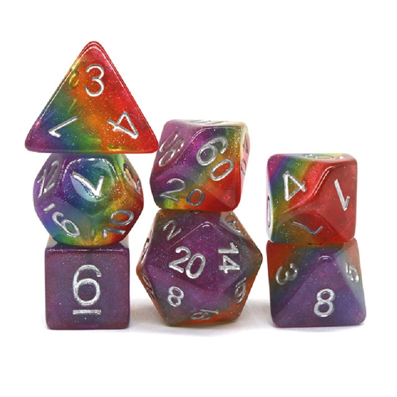 7Pcs/Set Polyhedral Rainbow Di - đánh giá và giá Dice Set Polyhedral