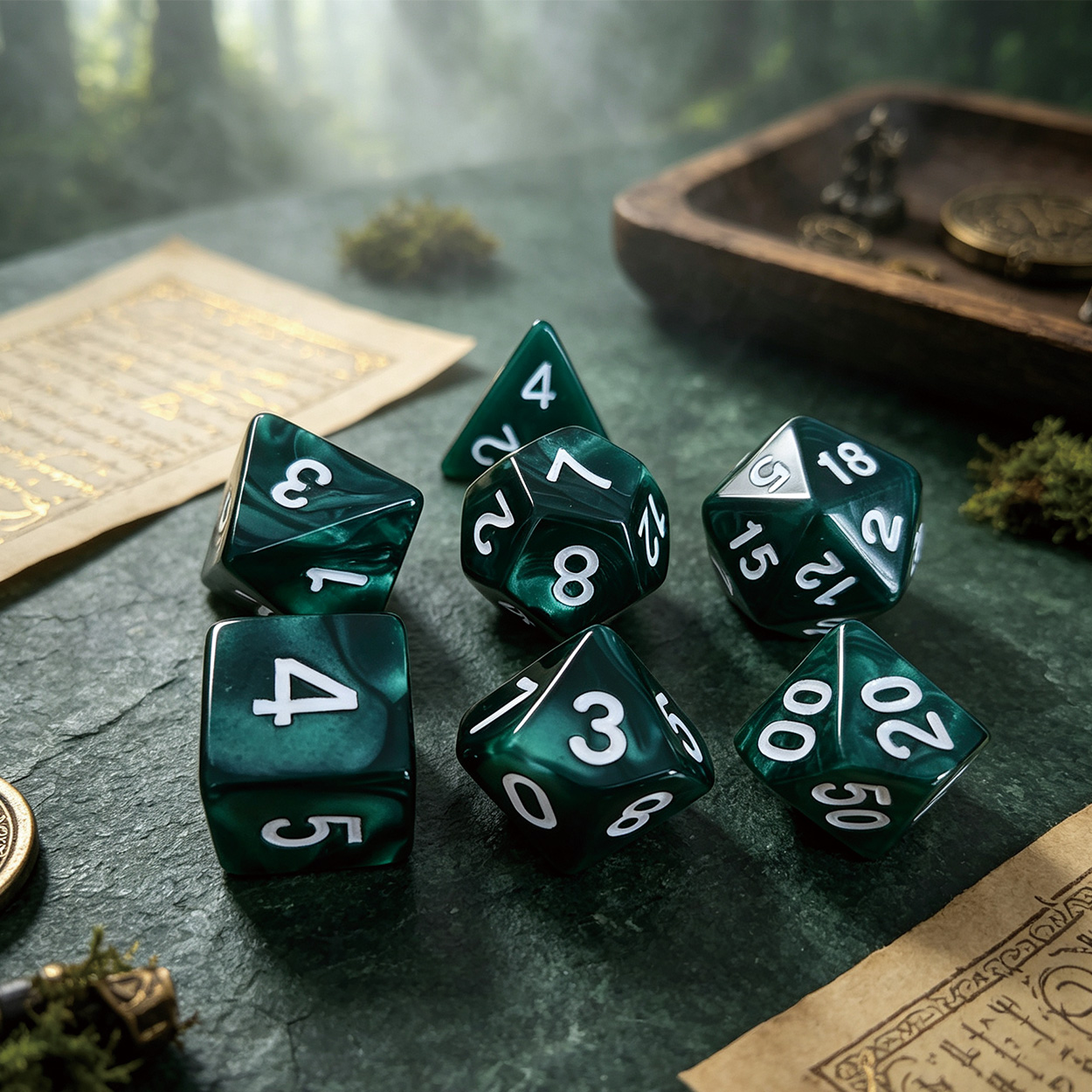 7Pcs/Set Polyhedral Marble Eff - đánh giá và giá Dice Set Polyhedral