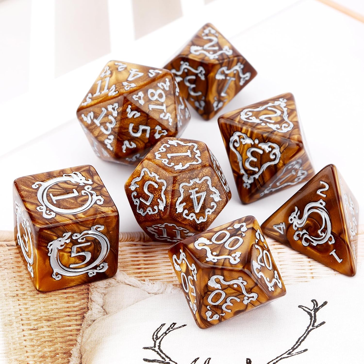 7Pcs Set DND Dice Dragon Patte - đánh giá và giá Dice Set Polyhedral
