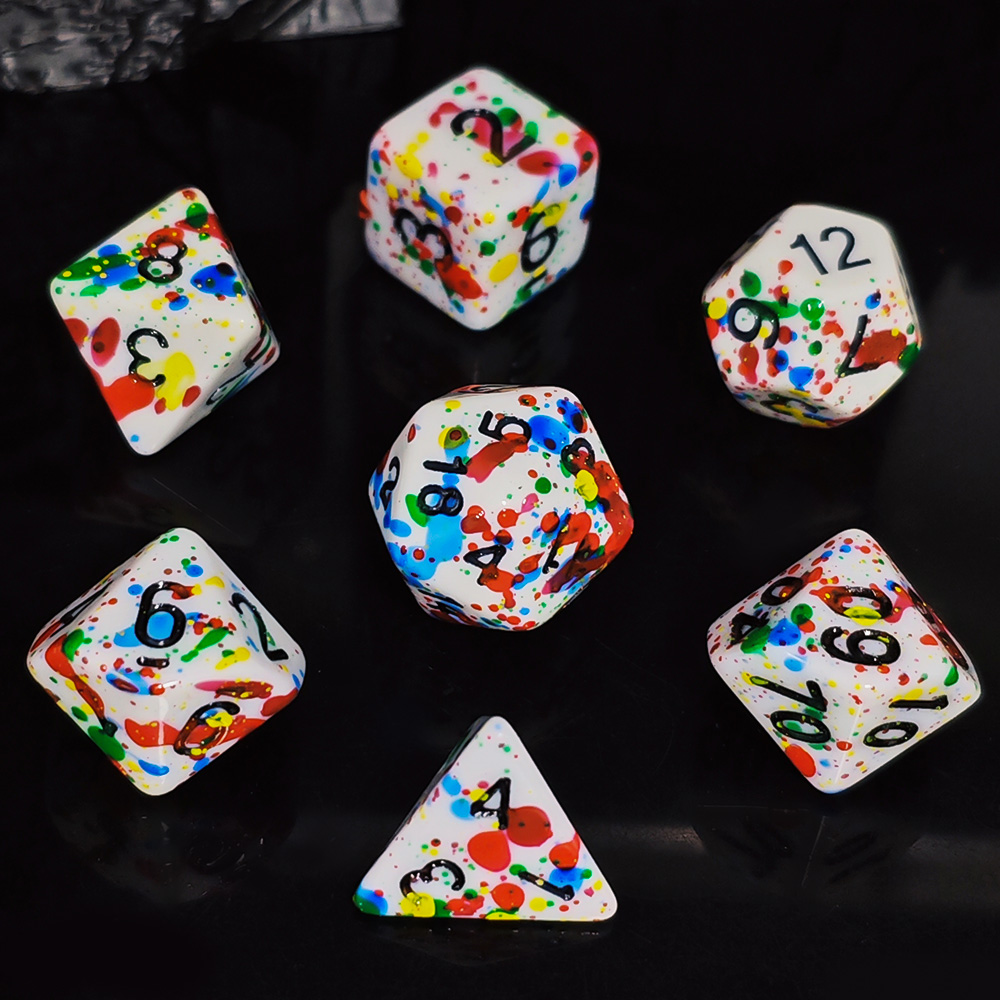 Paint Splatter Dice Set - 7PCS - đánh giá và giá Dice Set Polyhedral