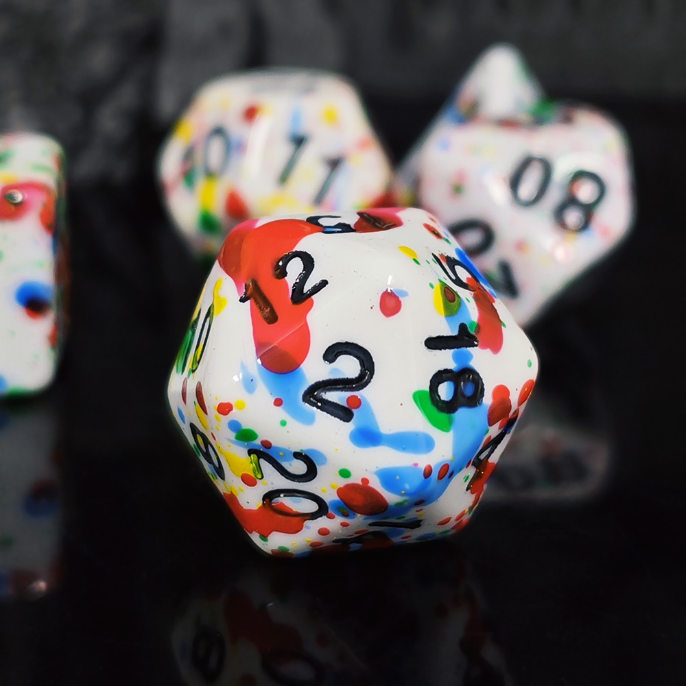 Paint Splatter Dice Set - 7PCS - đánh giá và giá Dice Set Polyhedral