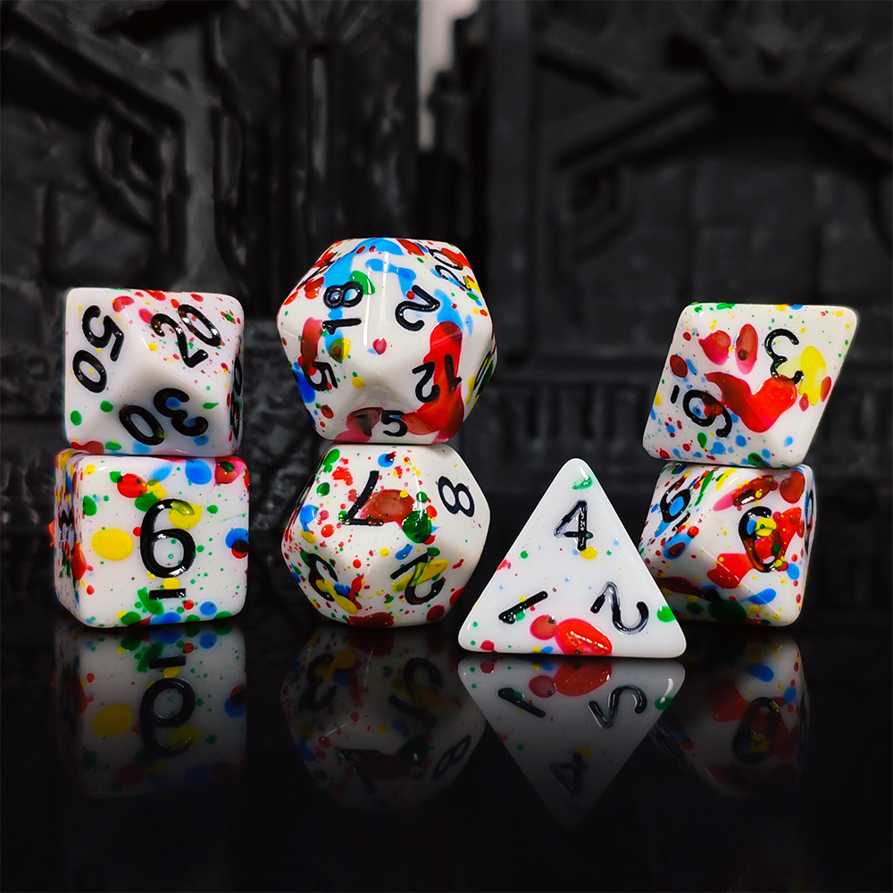 Paint Splatter Dice Set - 7PCS - đánh giá và giá Dice Set Polyhedral