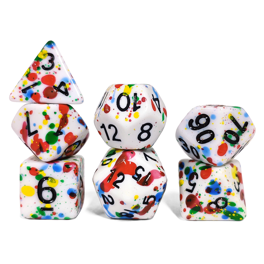Paint Splatter Dice Set - 7PCS - đánh giá và giá Dice Set Polyhedral