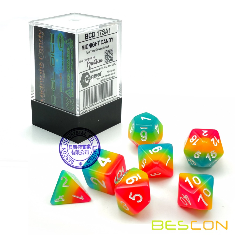 Bescon Giả Tưởng Cầu Vồng Phát - đánh giá và giá Dice Set Polyhedral