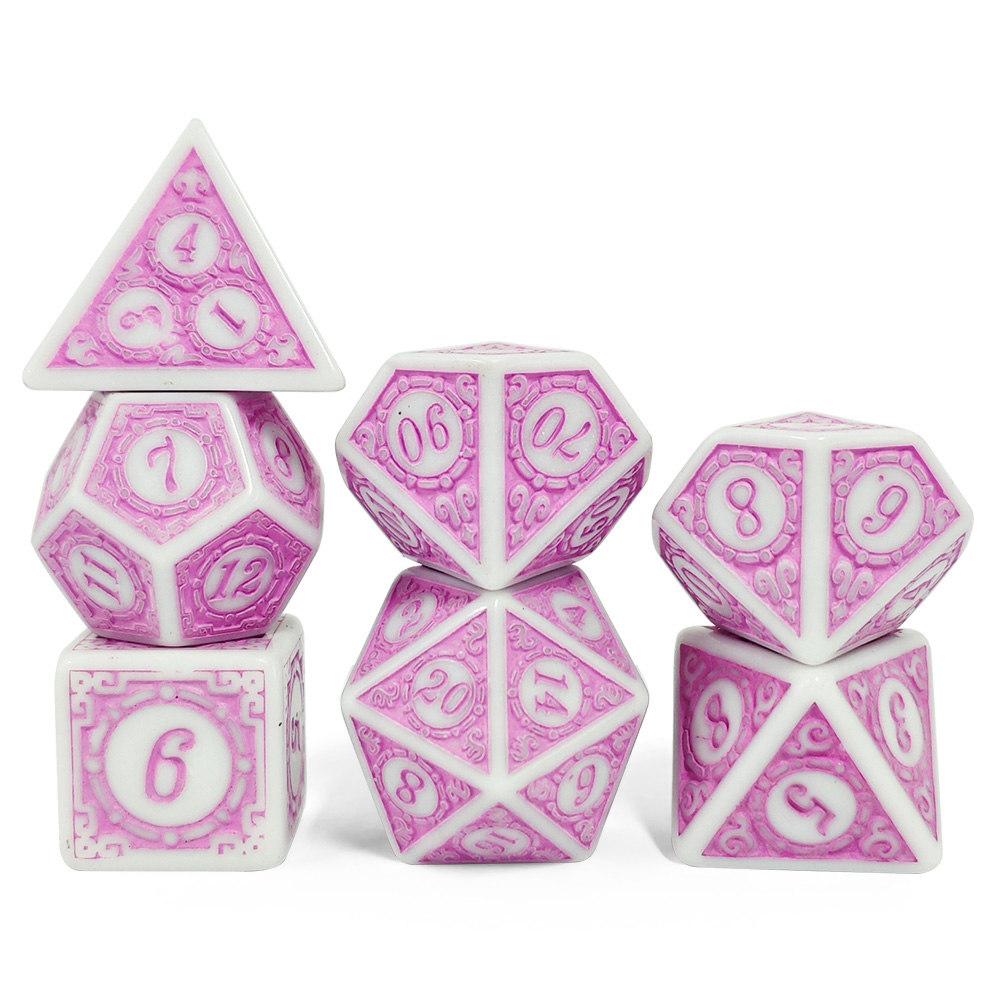 7Pcs White Pink Acrylic Polyhe - đánh giá và giá Dice Set Polyhedral