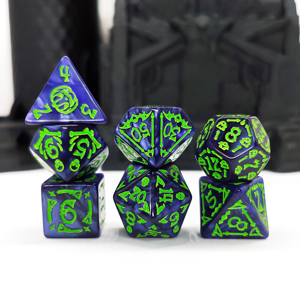 Cthulhu Dark Blue & Neon Green - đánh giá và giá Dice Set Polyhedral
