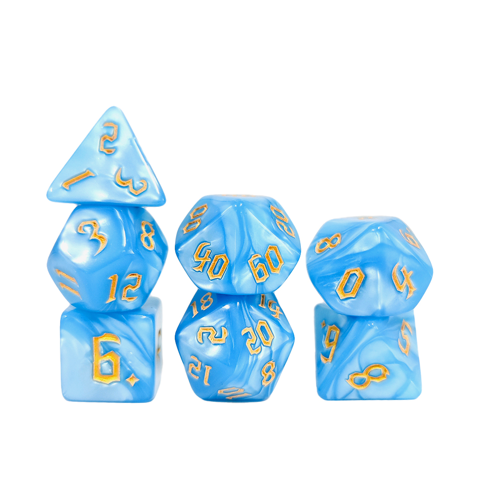 7Pcs Dark Blue Swirl Dice Set, - đánh giá và giá Dice Set Polyhedral