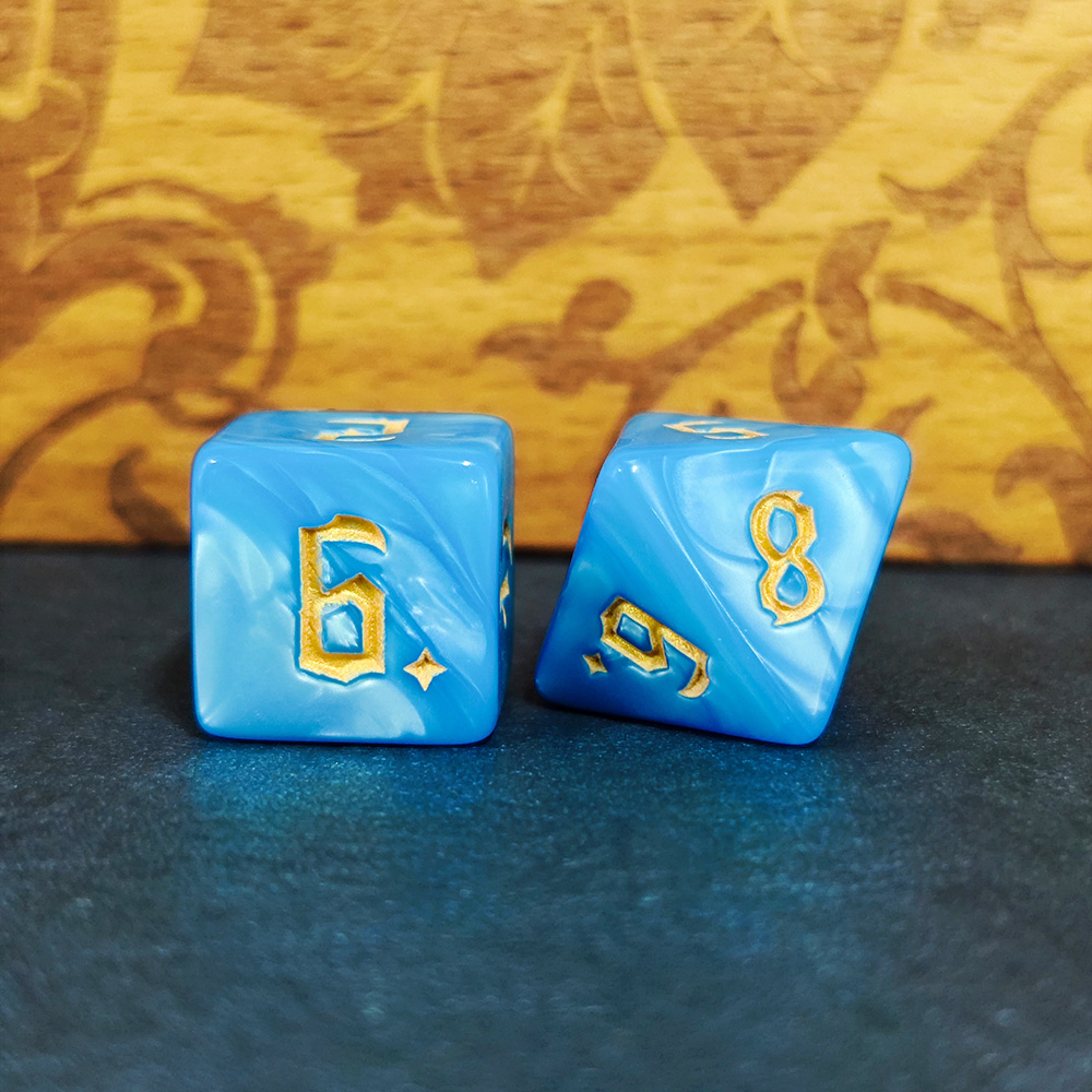 7Pcs Dark Blue Swirl Dice Set, - đánh giá và giá Dice Set Polyhedral