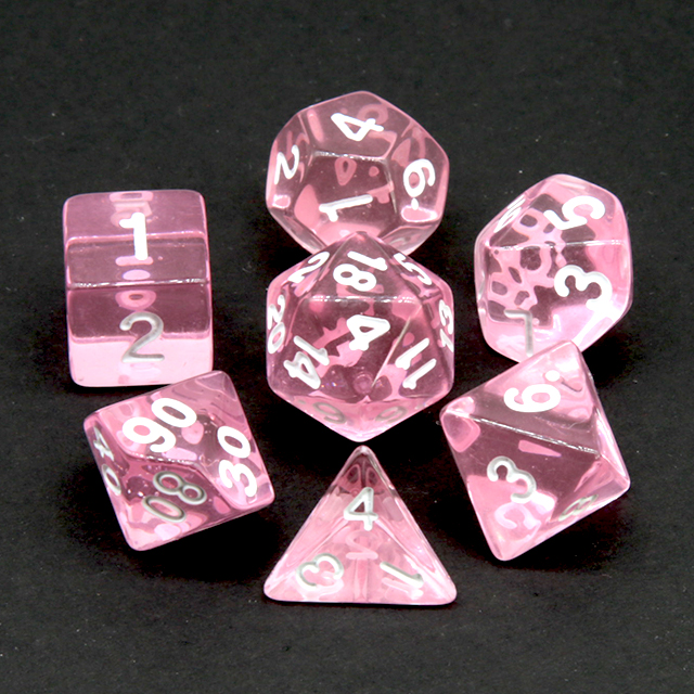 Clear Transparent Pink Polyhed - đánh giá và giá Dice Set Polyhedral