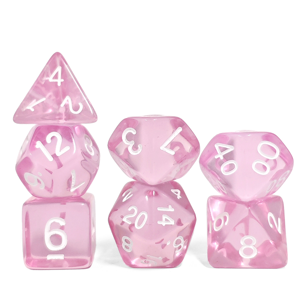 Clear Transparent Pink Polyhed - đánh giá và giá Dice Set Polyhedral