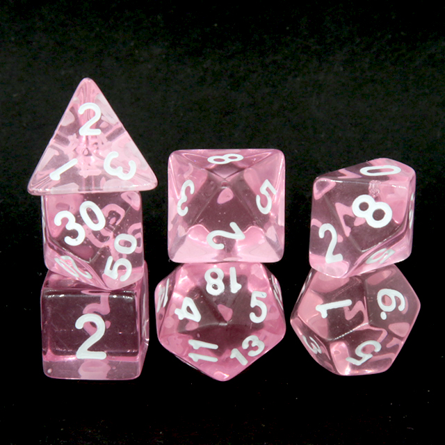 Clear Transparent Pink Polyhed - đánh giá và giá Dice Set Polyhedral