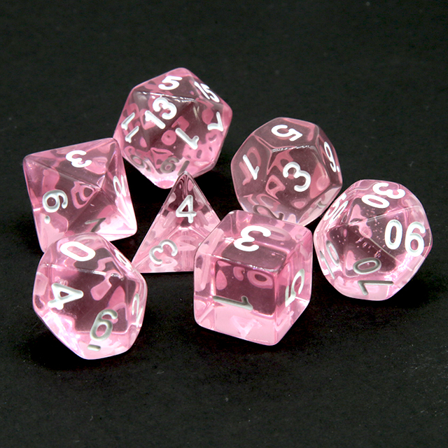 Clear Transparent Pink Polyhed - đánh giá và giá Dice Set Polyhedral