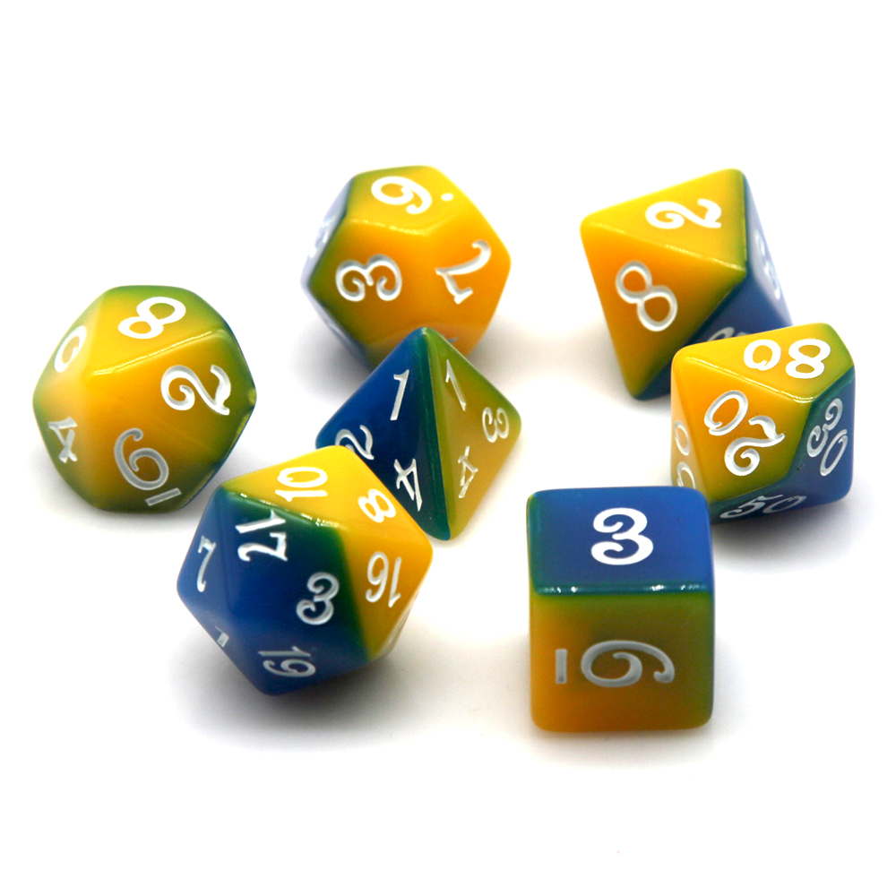 Blue & Yellow Dual Color Polyh - đánh giá và giá Dice Set Polyhedral