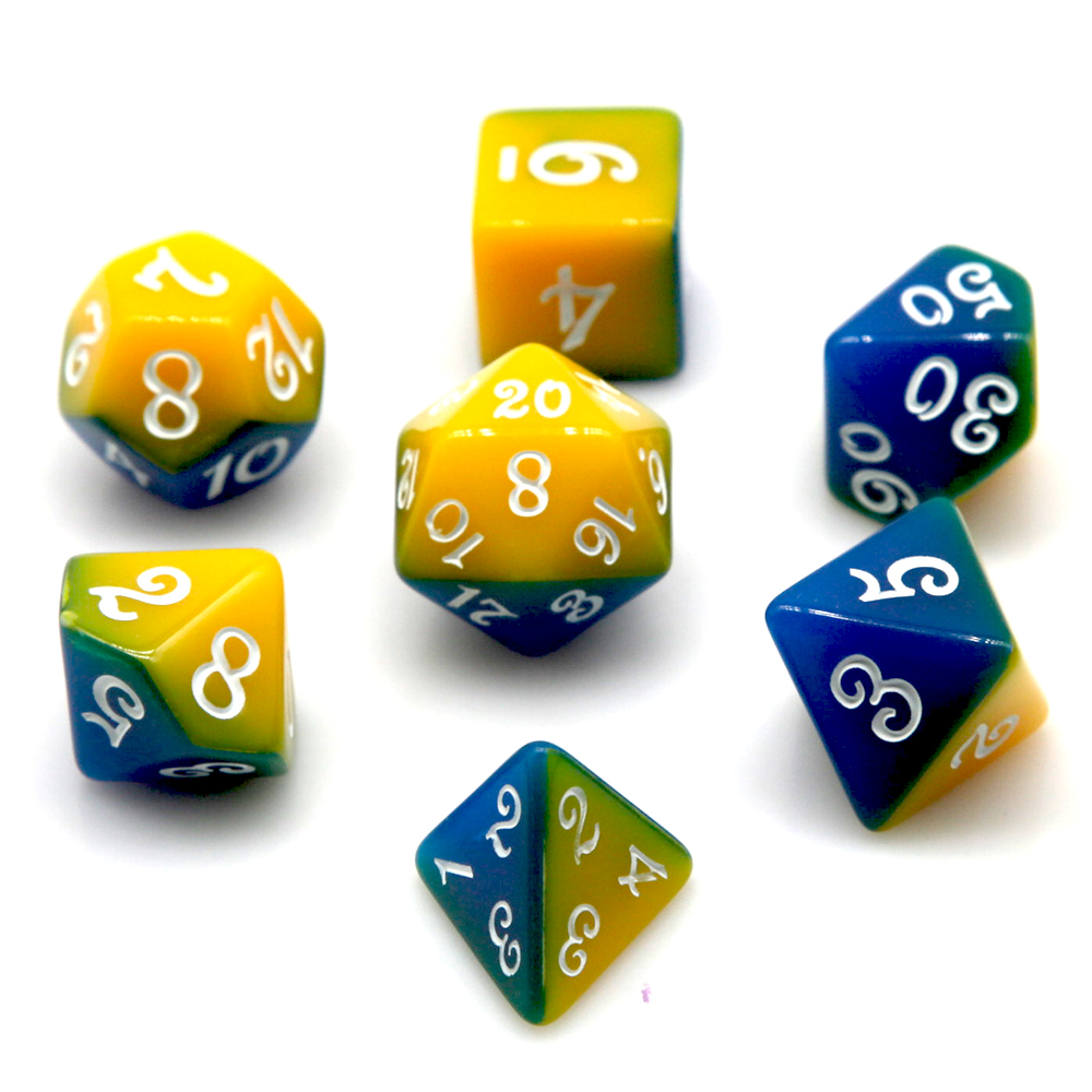 Blue & Yellow Dual Color Polyh - đánh giá và giá Dice Set Polyhedral